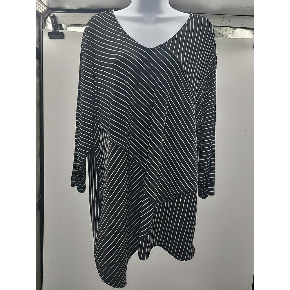 New Chico's Travelers Lagenlook Asymmetrical  Slinky Top Sz 2X Artsy Travel